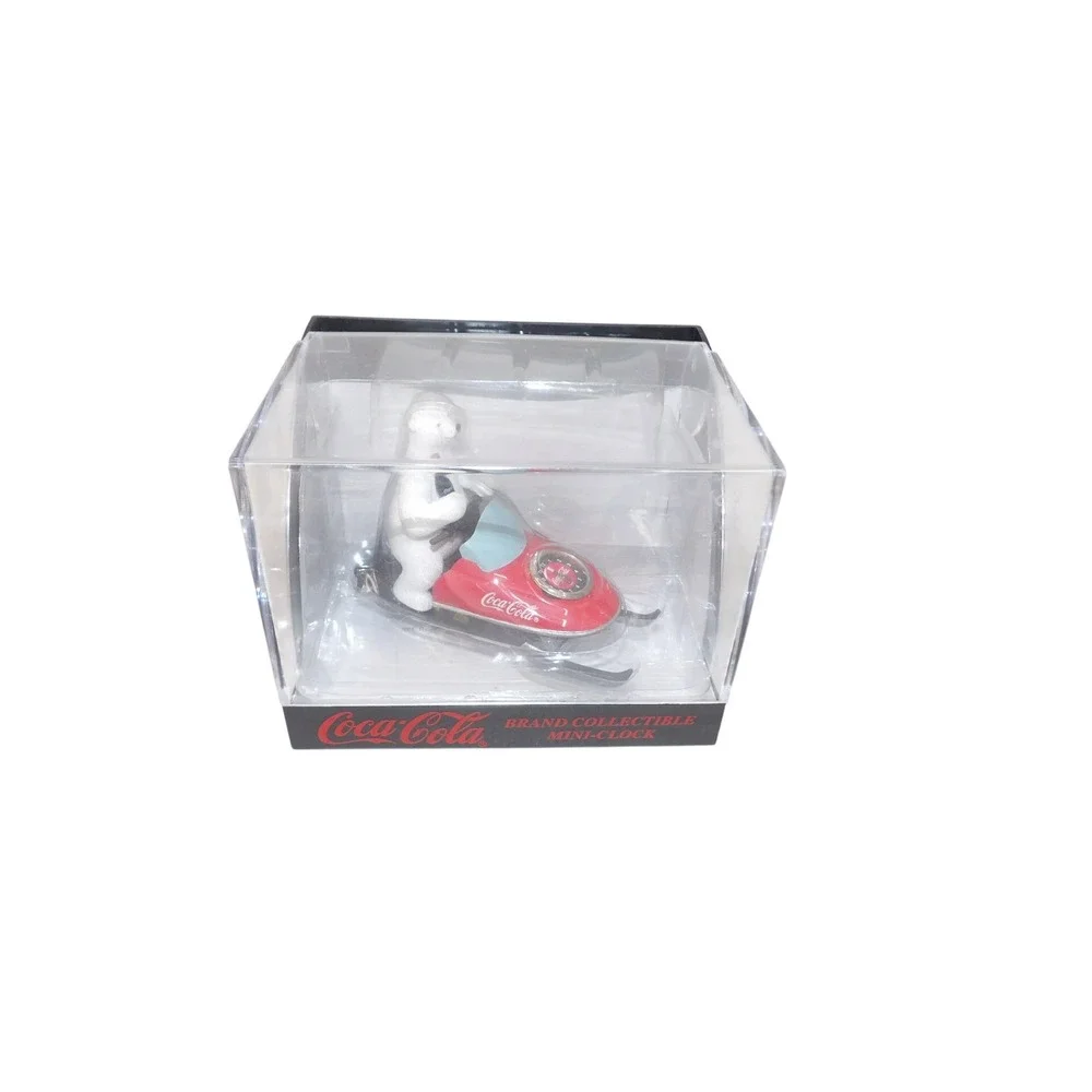 Coca-Cola Polar Bear Snowmobile Mini-Clock Vintage 1999 Brand Collectible Red
